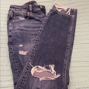 American Eagle Outfitters Strigid Dark Blue Distressed  Mom Jeans
